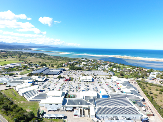 Aerial Side view Plettenberg solar panels