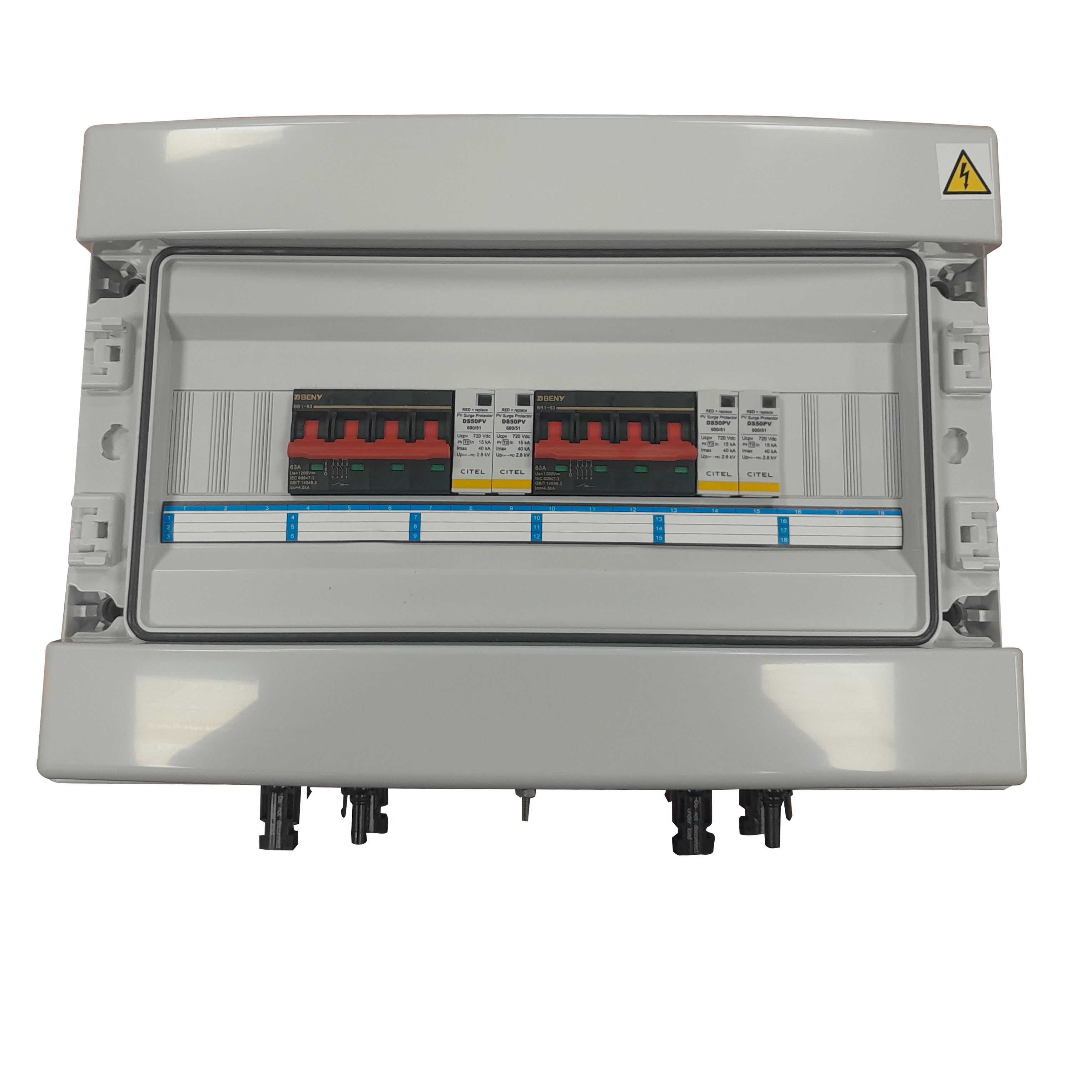 NEX Protection box, isolator, 2 string, 2 MPPT, 600V, T2 SPD - Rubicon Installer Portal