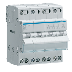 Hager Centre off changeover switch, on - off - on, 4-pole, 40A - Rubicon Installer Portal